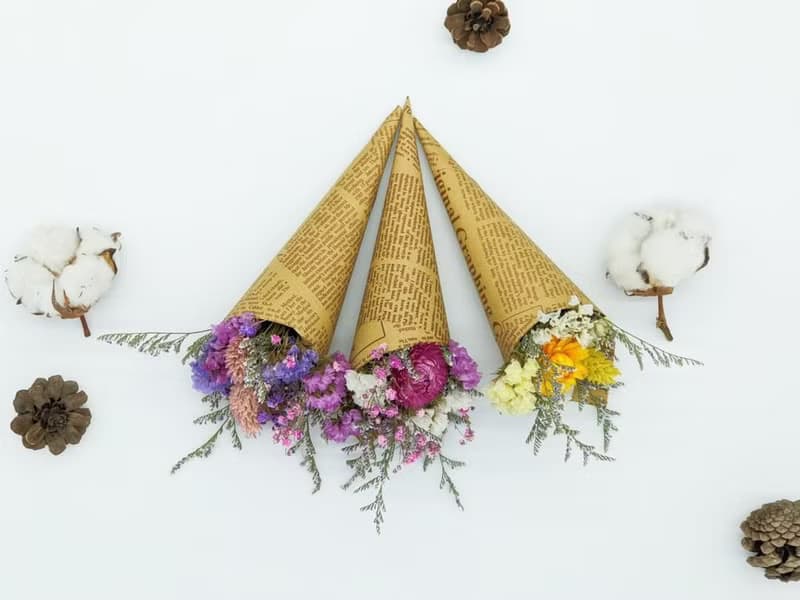 乾燥花甜筒小花束-經典版 迷你甜筒 交換禮物 婚禮小物  探房禮