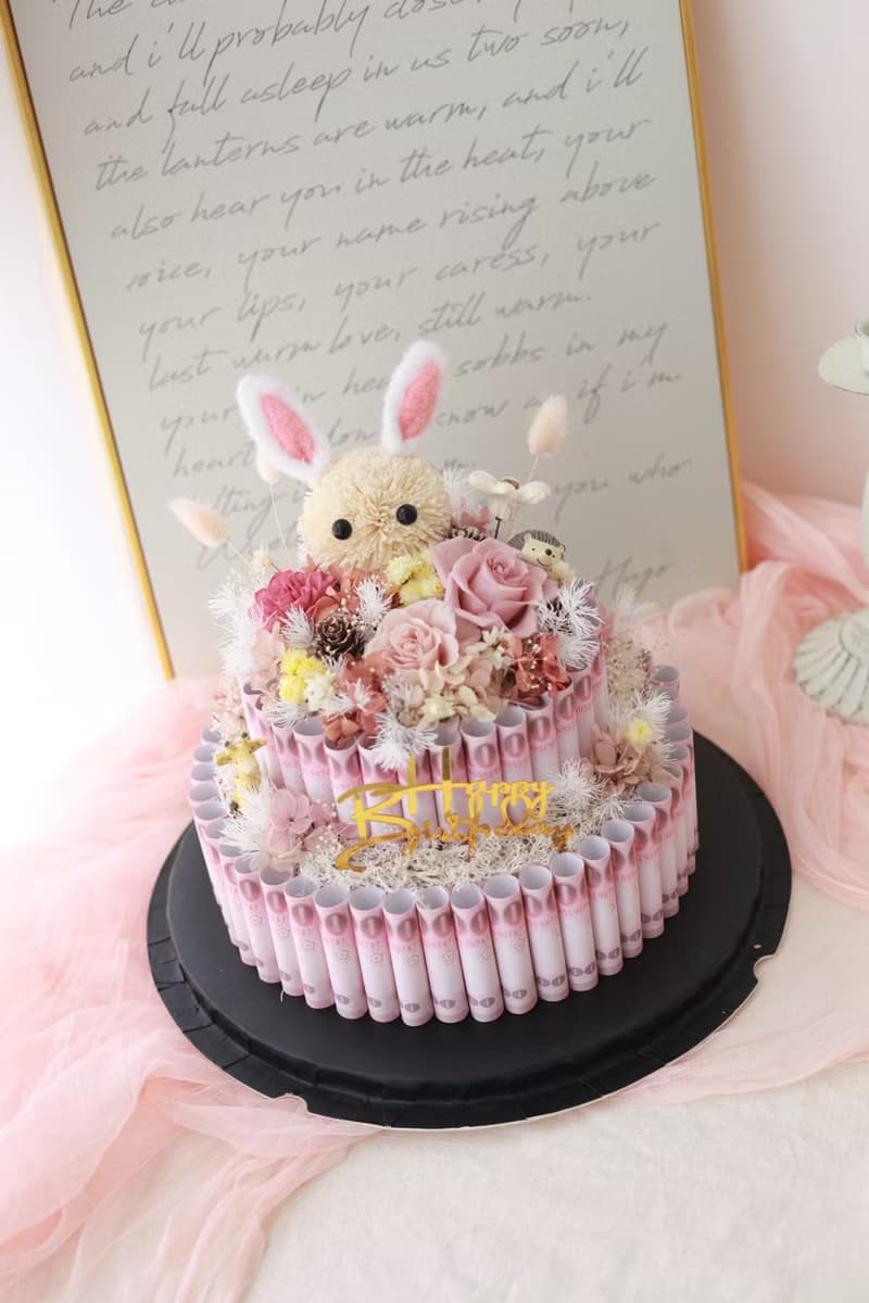 永生花 玫瑰 鈔票花盒 鈔票蛋糕 永生花