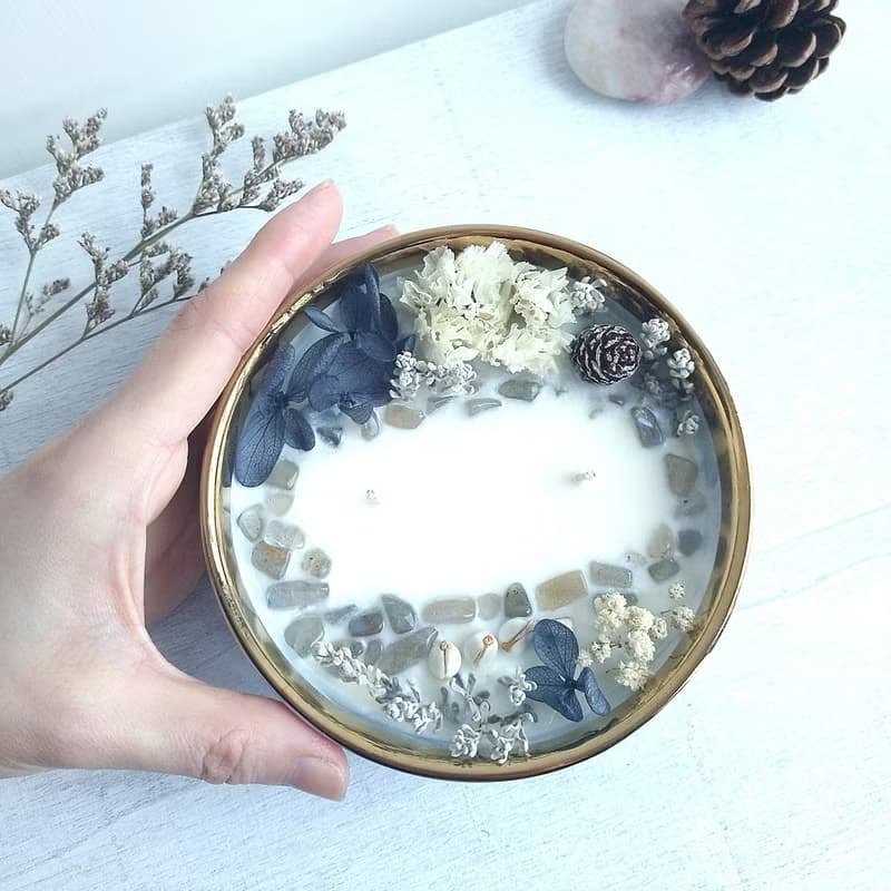 送禮物首選 月光石大理石碗  50g 250g 大豆蠟香氛蠟燭天然晶石