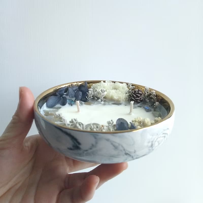 送禮物首選 月光石大理石碗  50g 250g 大豆蠟香氛蠟燭天然晶石