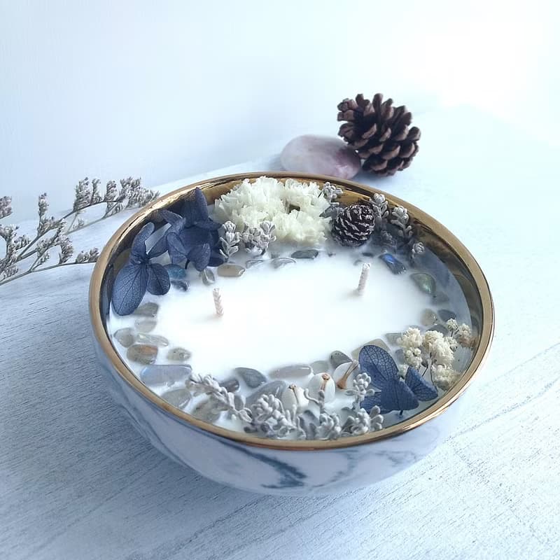 送禮物首選 月光石大理石碗  50g 250g 大豆蠟香氛蠟燭天然晶石