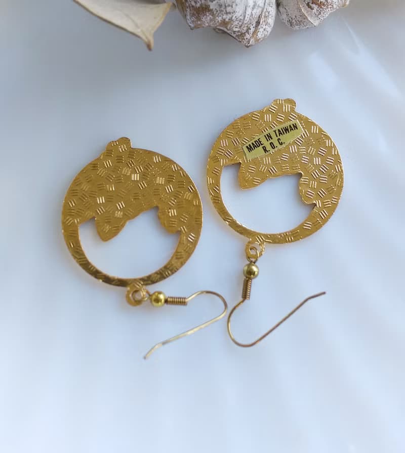 【西洋古董飾品 】景泰藍 蝶花戀 耳勾針 針式耳環