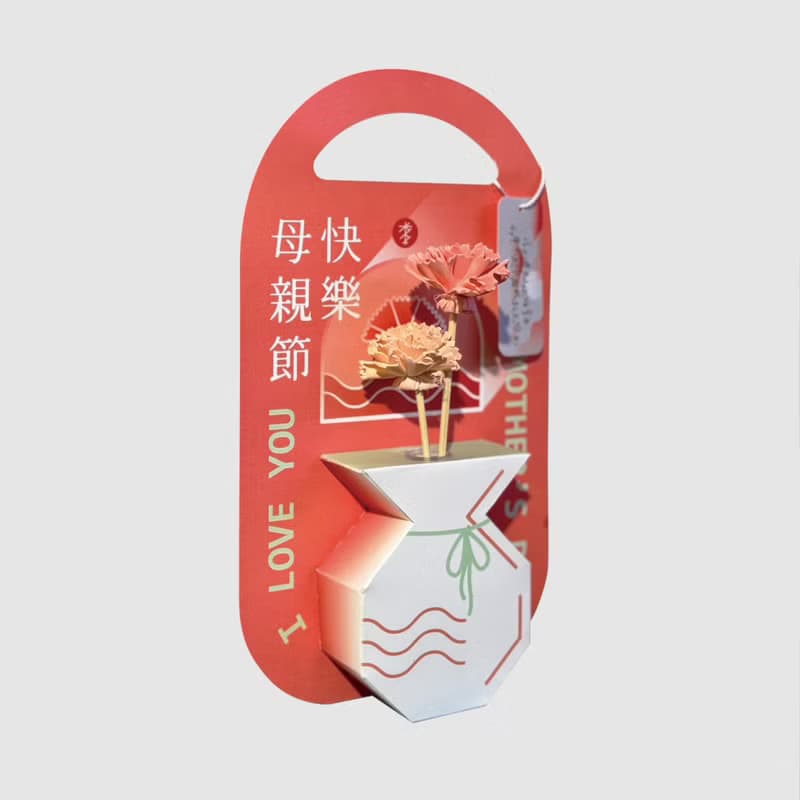 │ 母親節送禮 │手工紙藝香氛康乃馨摺紙花瓶 吊卡 禮物 質感卡
