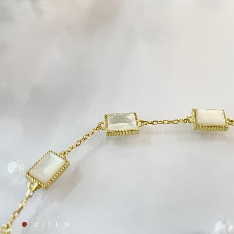 │輕珠寶│奶油蛋糕 • 白蝶貝 • 純銀手鍊 • 925silver