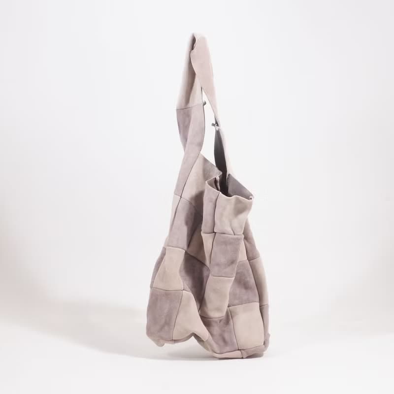 つぎしわbag#グレー/本革/山羊革/リバーシブル/手提げ/ハンドバッグ/HB045