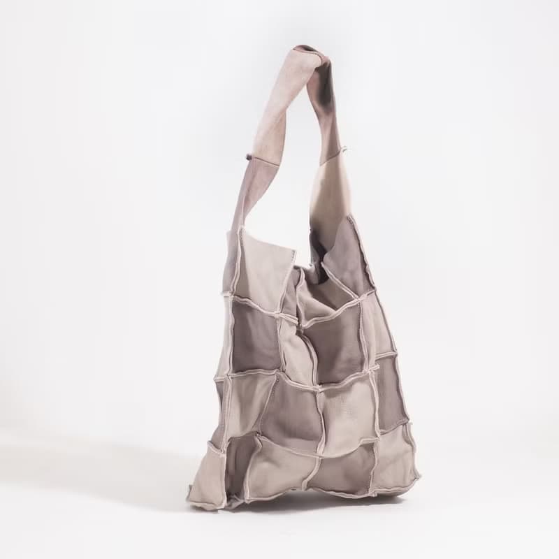 つぎしわbag#グレー/本革/山羊革/リバーシブル/手提げ/ハンドバッグ/HB045