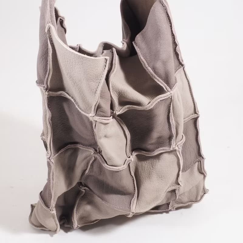 つぎしわbag#グレー/本革/山羊革/リバーシブル/手提げ/ハンドバッグ/HB045