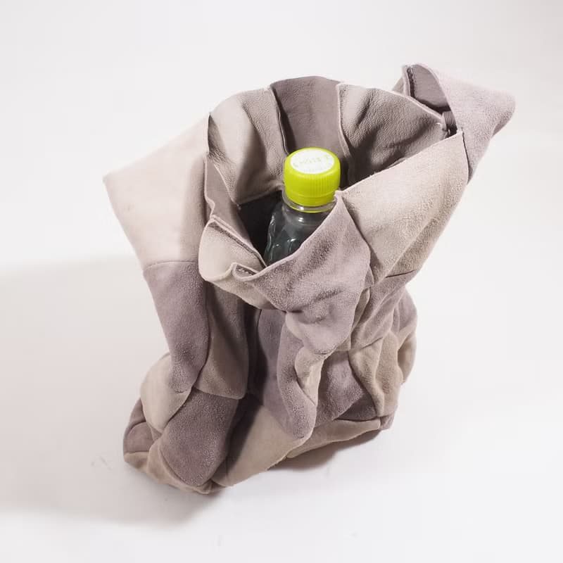 つぎしわbag#グレー/本革/山羊革/リバーシブル/手提げ/ハンドバッグ/HB045