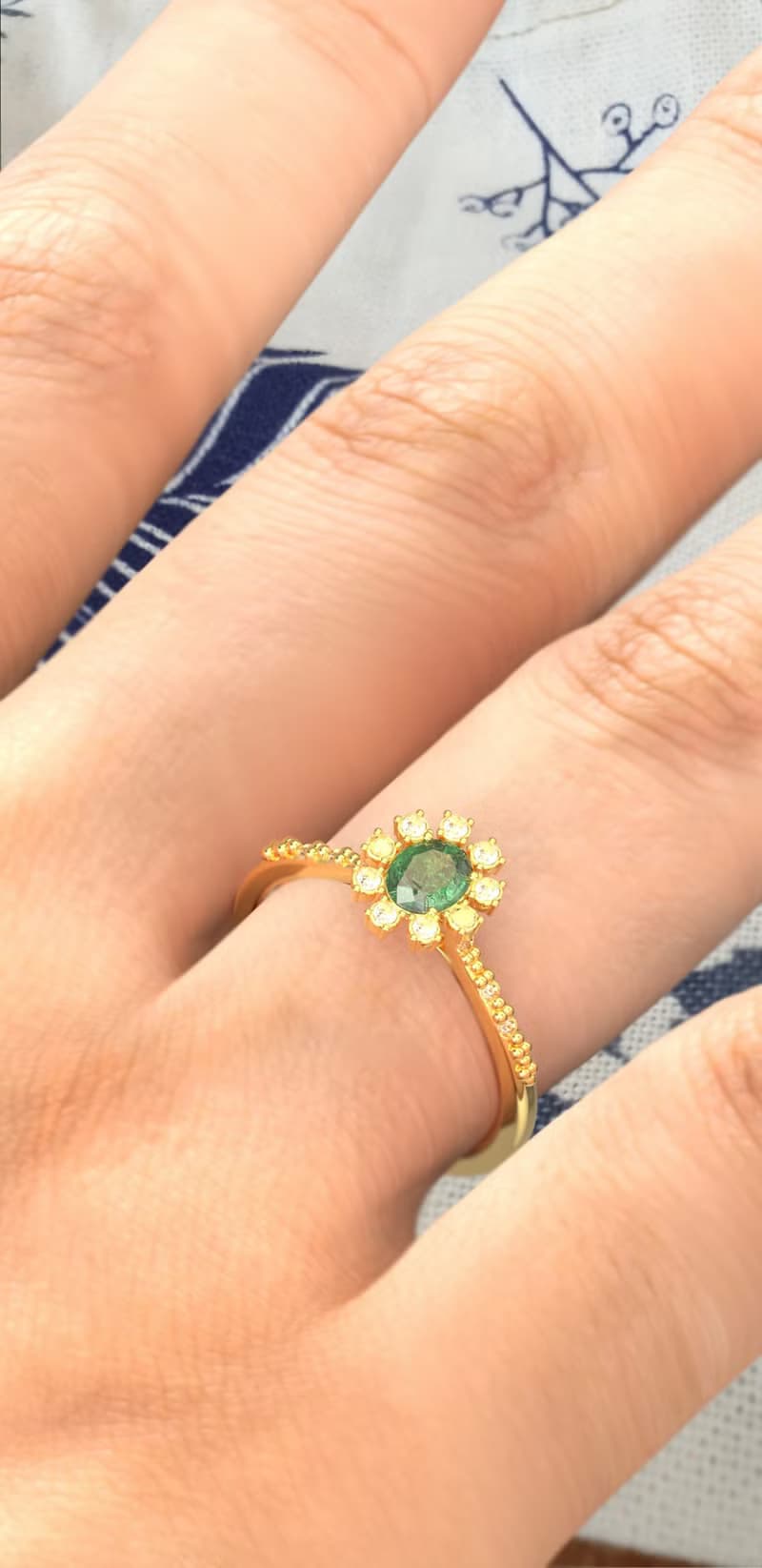 Geen sapphire gemstones ring and Ruby, Minimalist designed ring, 9K Gold Ring ,