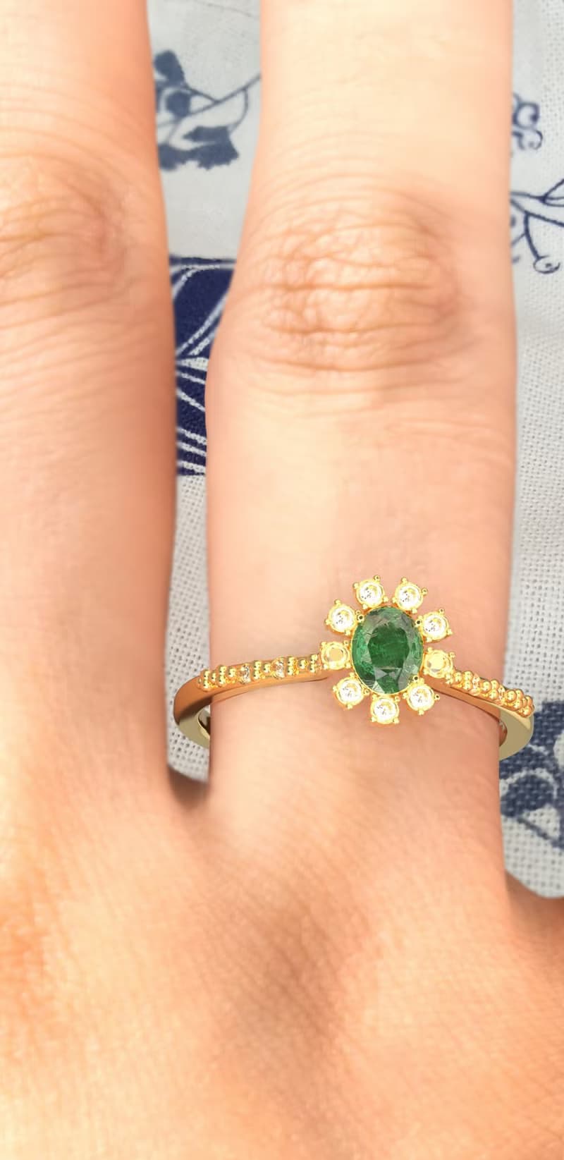 Geen sapphire gemstones ring and Ruby, Minimalist designed ring, 9K Gold Ring ,