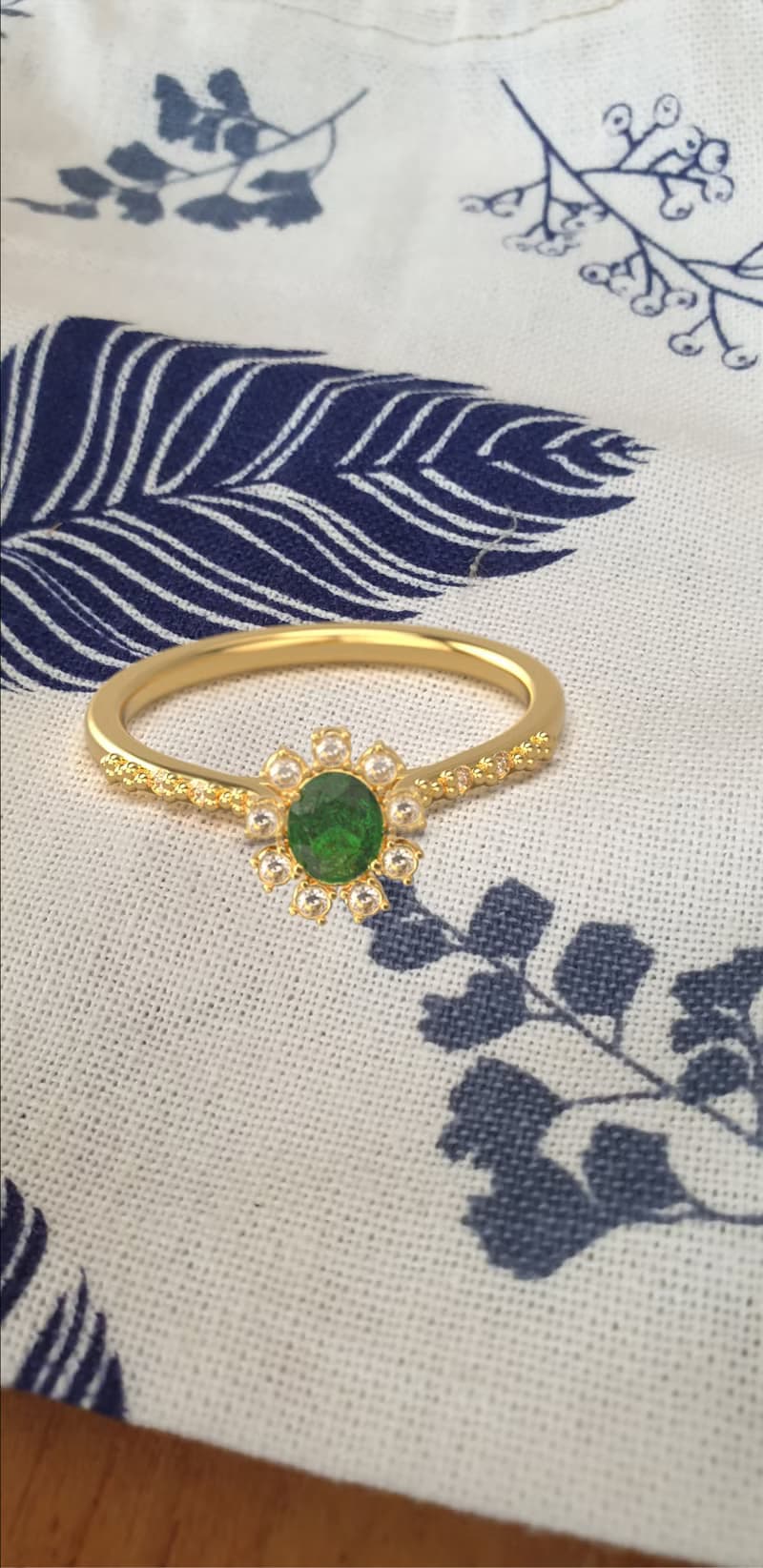 Geen sapphire gemstones ring and Ruby, Minimalist designed ring, 9K Gold Ring ,
