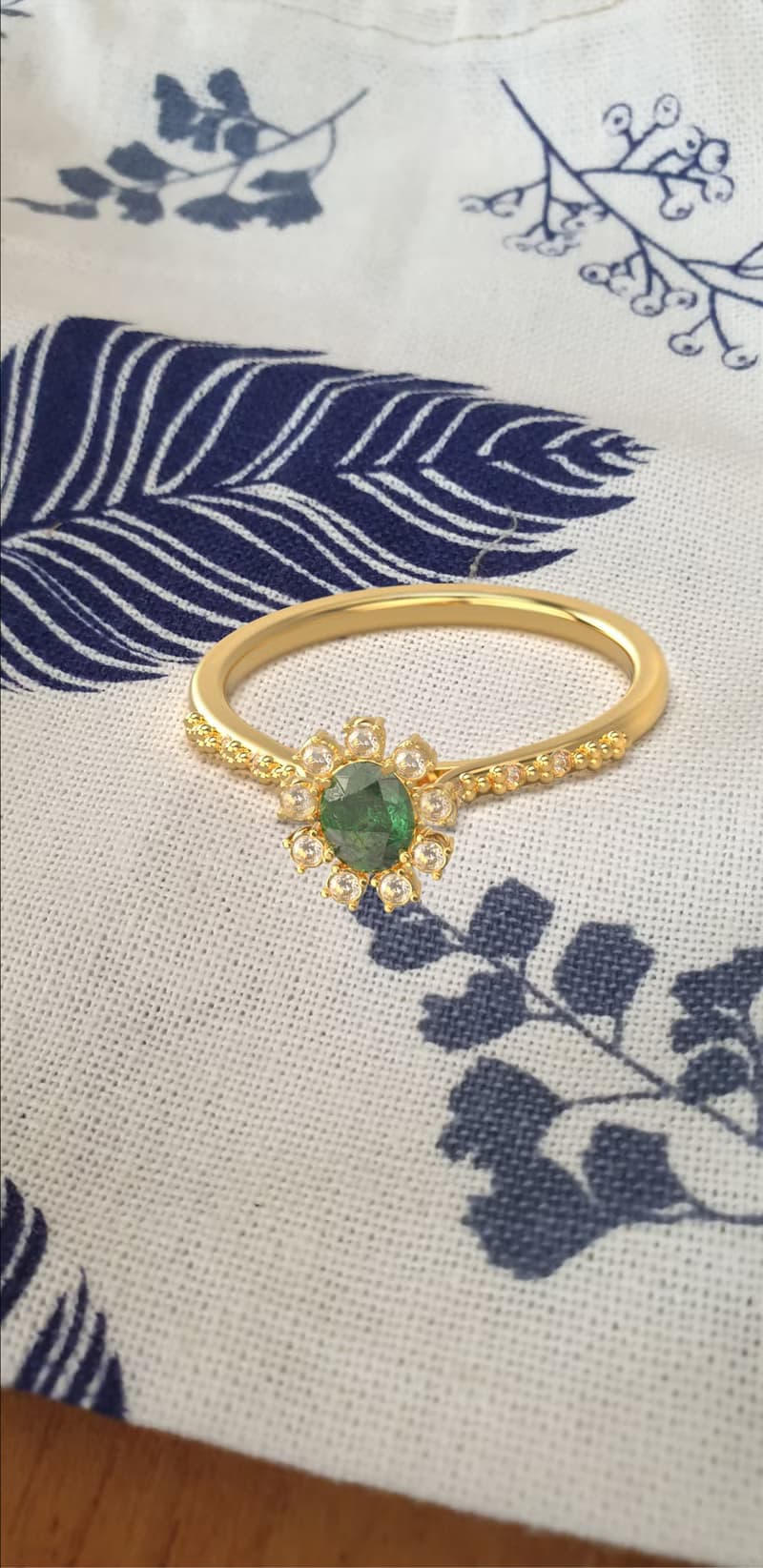 Geen sapphire gemstones ring and Ruby, Minimalist designed ring, 9K Gold Ring ,