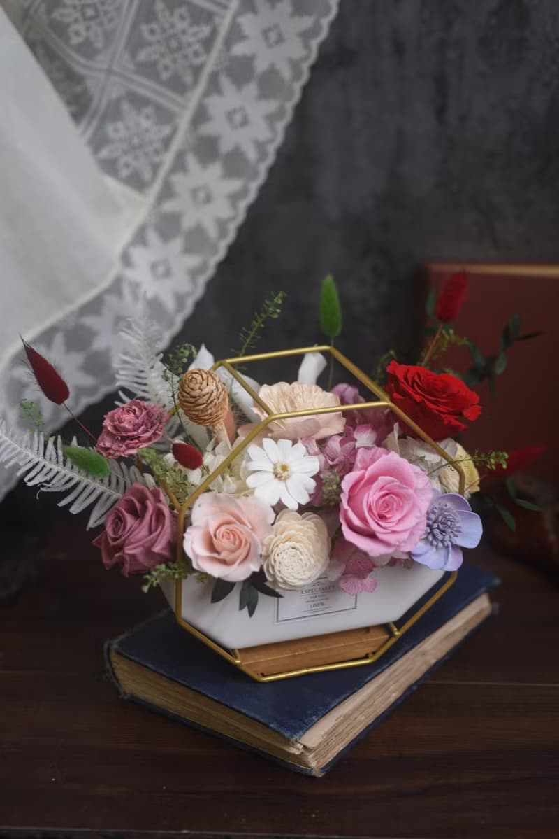 開幕盆花 榮升賀禮 喬遷花禮 永生花花禮  乾燥花禮 嫣紅