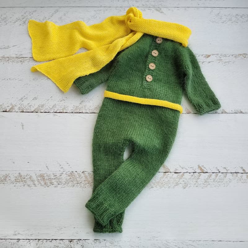 Little Prince outfit, Scarf/ romper/ belt. Newborn photo props