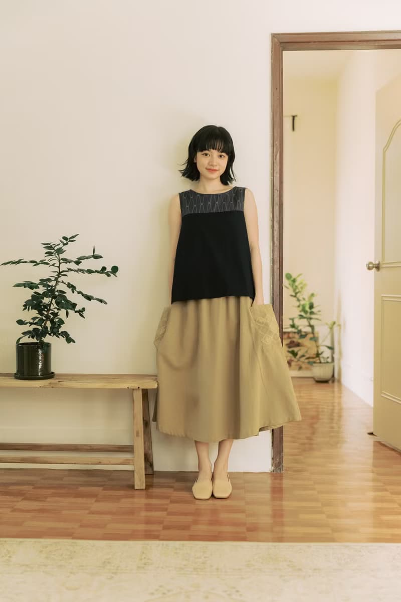 拼接口袋傘裙/玻璃海棠11號/白茶烏龍/寗夏綻花 夏日穿搭推薦