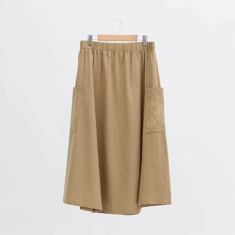 拼接口袋傘裙/玻璃海棠11號/白茶烏龍/寗夏綻花 夏日穿搭推薦