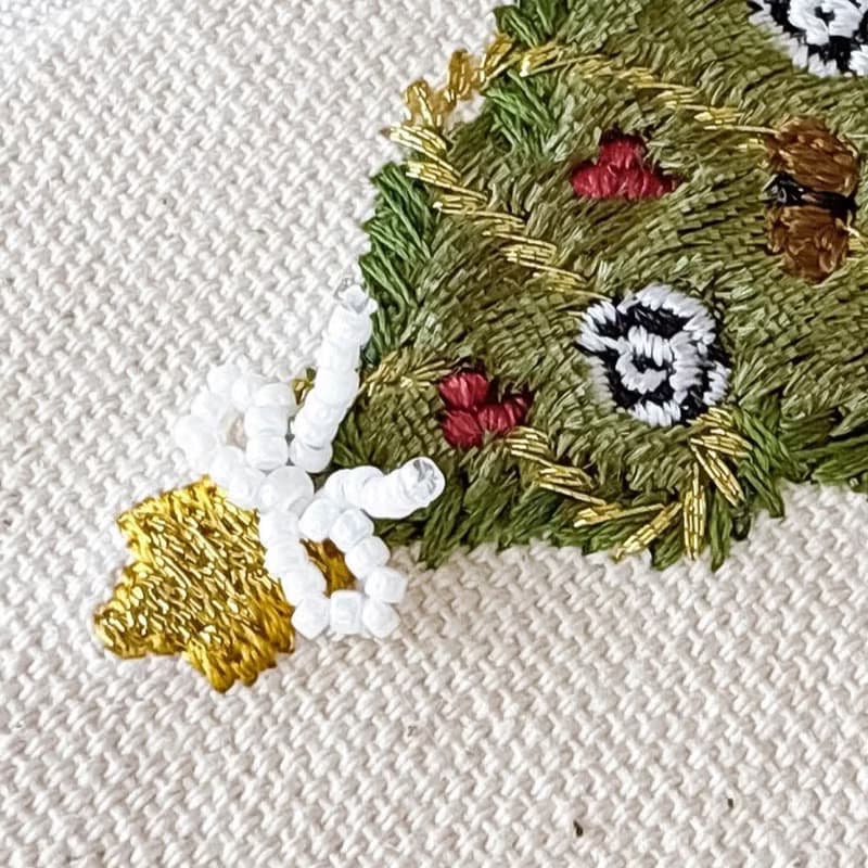 【聖誕樹】刺繡畫|3吋 實木框|交換禮物