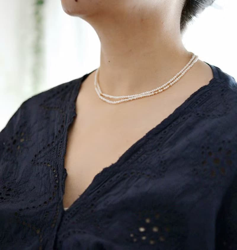 幸せを運んでくれる 3WAY シードパールロングネックレス 2連ネックレス ブレスレット 重ね付けにも 6月誕生石