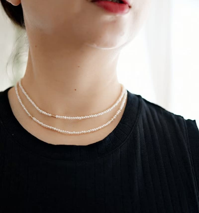 幸せを運んでくれる 3WAY シードパールロングネックレス 2連ネックレス ブレスレット 重ね付けにも 6月誕生石