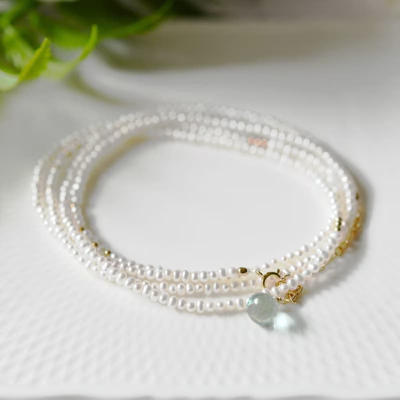 幸せを運んでくれる 3WAY シードパールロングネックレス 2連ネックレス ブレスレット 重ね付けにも 6月誕生石