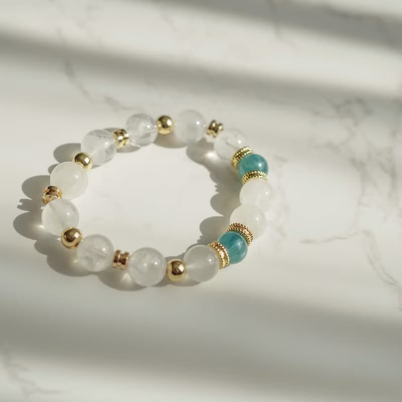 白幽靈藍晶石14KGF手鏈