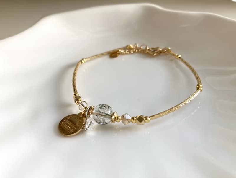 高性價比/個人特色/氣質生日姐妹禮物天然黑金超七手鐲配字母吊飾