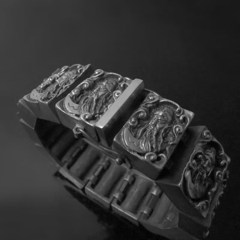 神明系列 / 精雕關公手牌手鍊 / 925銀 / 純手工製作