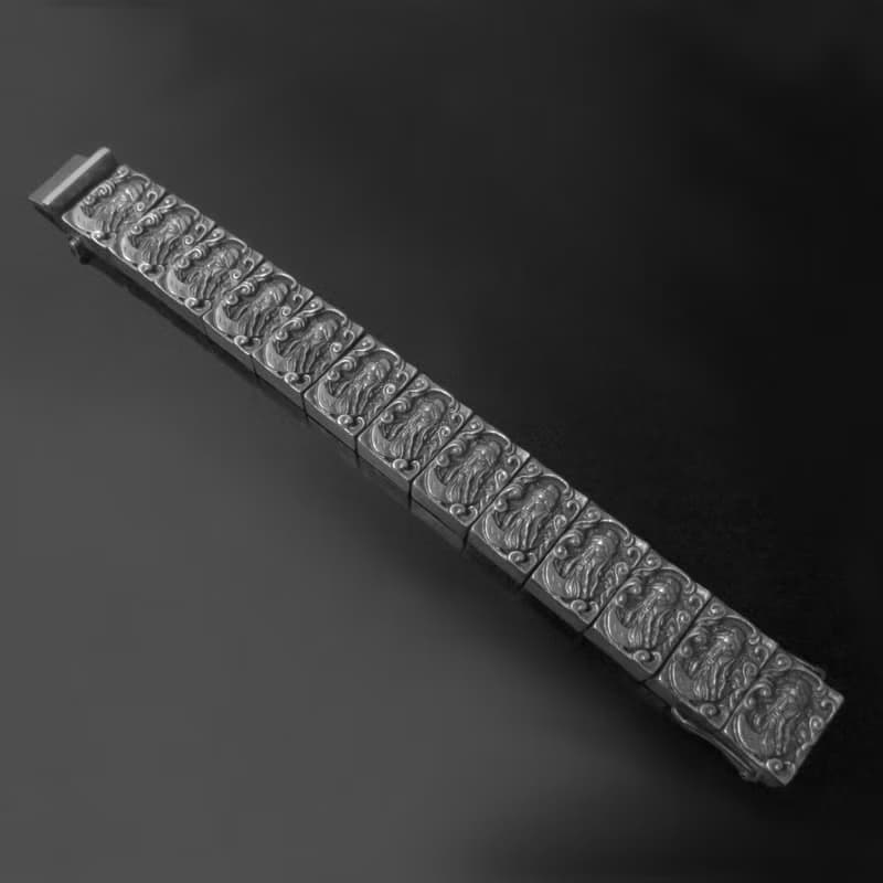 神明系列 / 精雕關公手牌手鍊 / 925銀 / 純手工製作