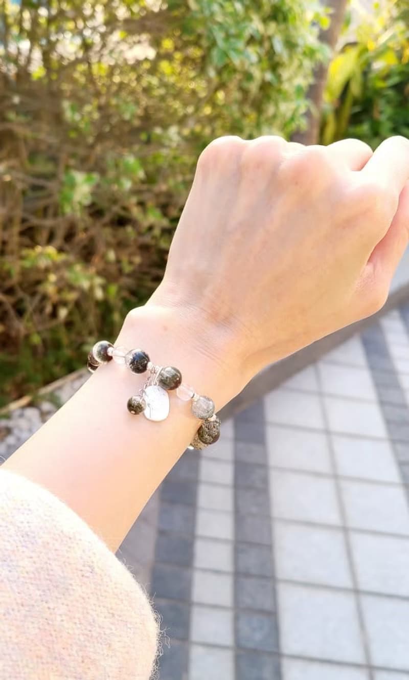 清新氣質 - 天然聚寶盆綠幽靈/白水晶手鍊