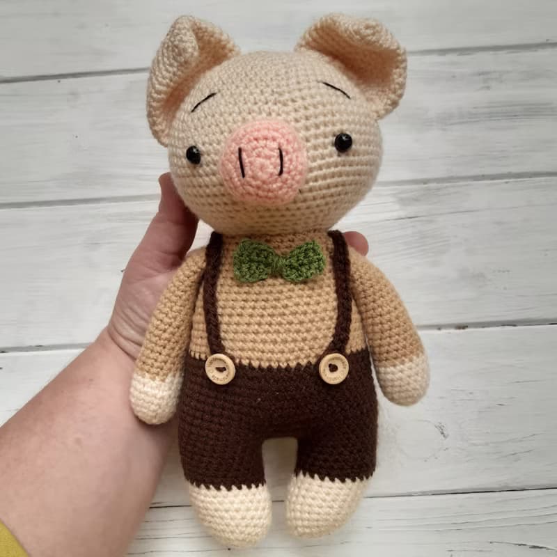 Hand Crochet Funny Piglet Stuffed Toys Animals Knit Amigurumi Gift