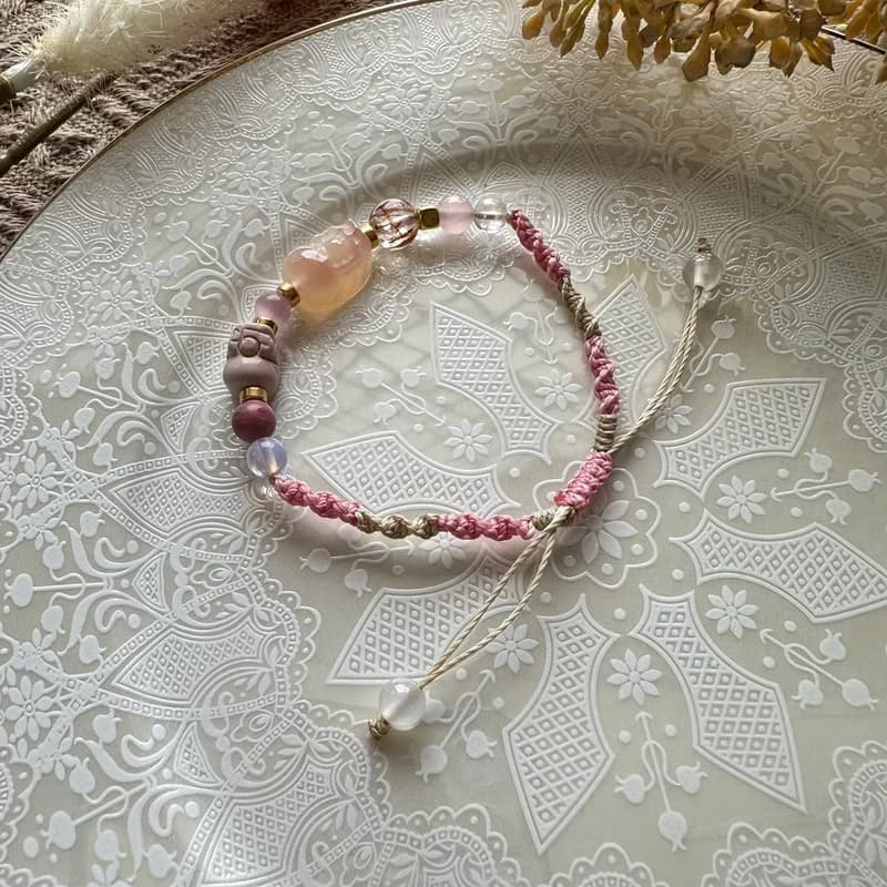 黃金系列溫柔雙貔貅編織手鍊