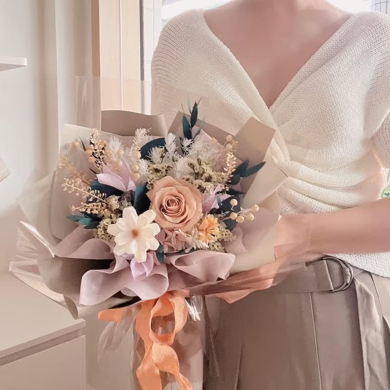 甜甜日子永生花束 / 大地橘