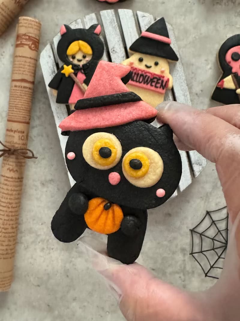 萬聖節餅乾 。貓魔女6片裝套組。S-cookie原創