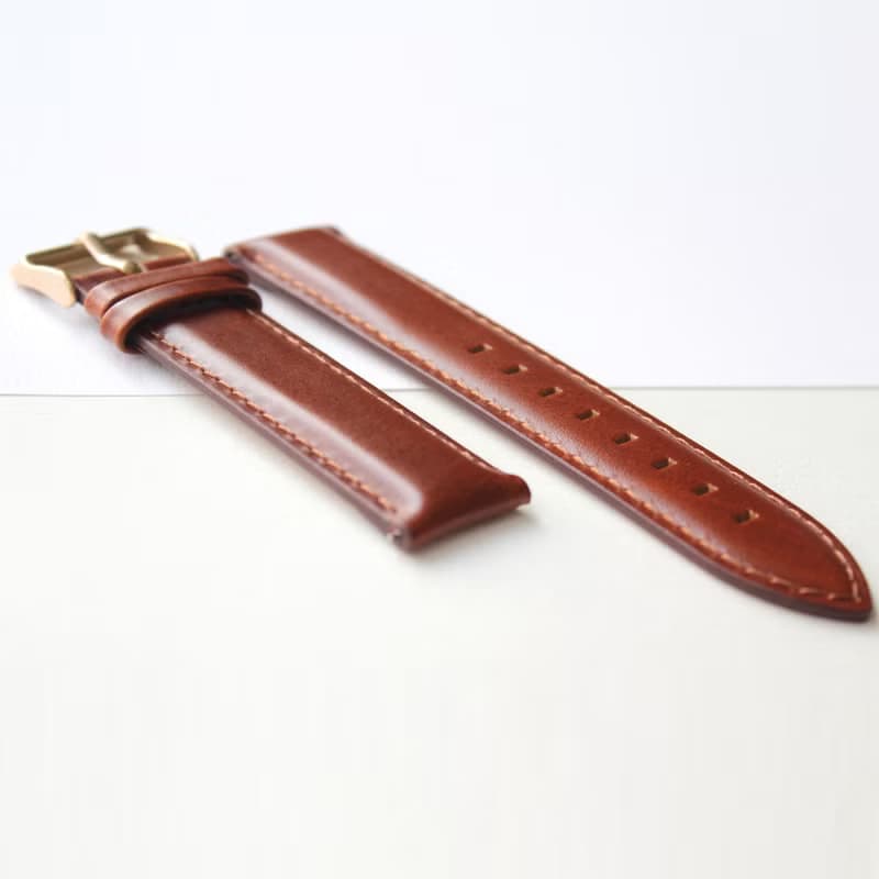 【PICONO】Apple Watch適用-棕色真皮快拆錶帶/金色錶扣