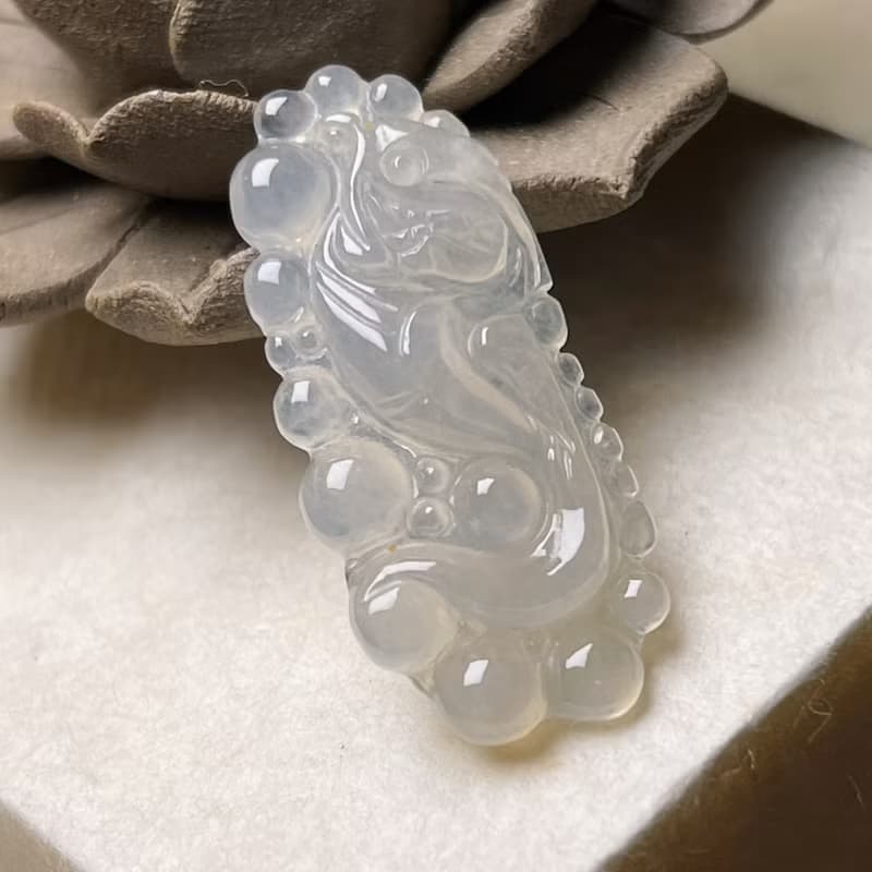 冰種翡翠懷古龍牌項鍊 | 天然緬甸玉翡翠A貨 | 送禮