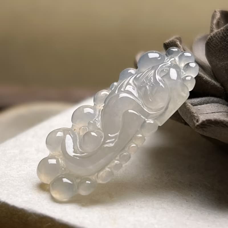 冰種翡翠懷古龍牌項鍊 | 天然緬甸玉翡翠A貨 | 送禮