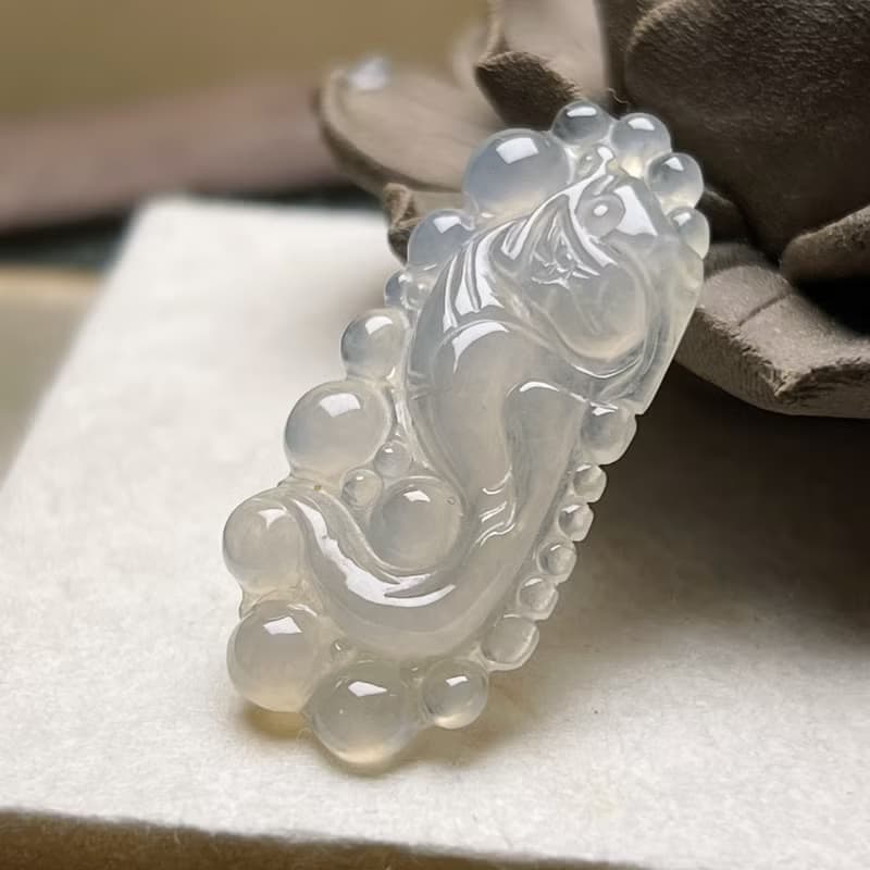 冰種翡翠懷古龍牌項鍊 | 天然緬甸玉翡翠A貨 | 送禮
