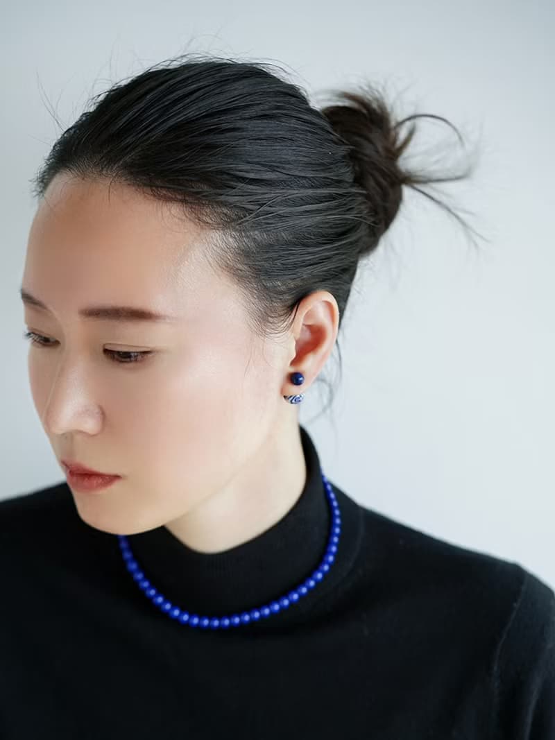 青花瓷前後耳釘 VISHI天然青金石女輕奢小眾設計高級感氣質耳飾品