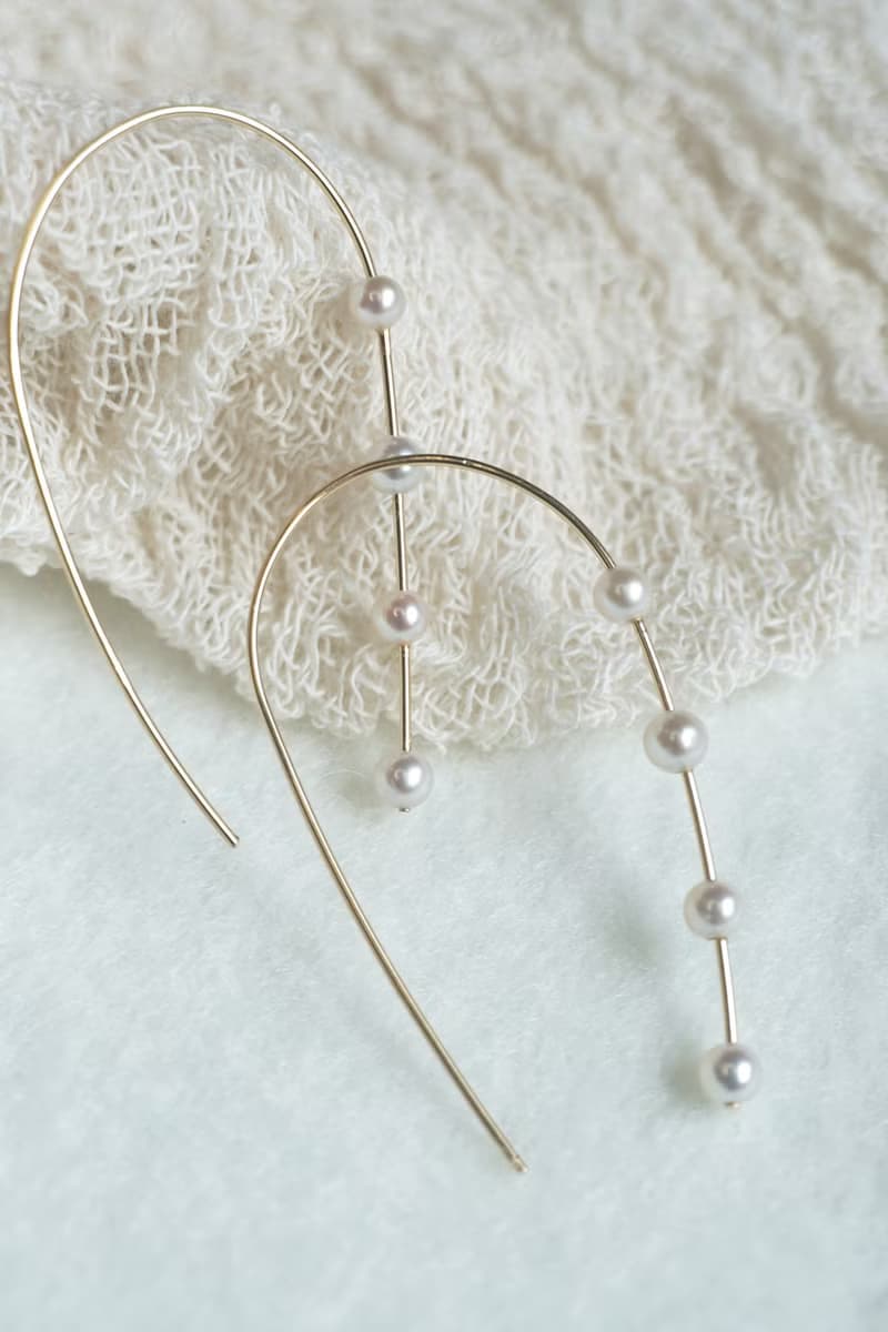 天然正圓淡水珍珠耳環 注金耳環 14Kgf Four Dews earrings