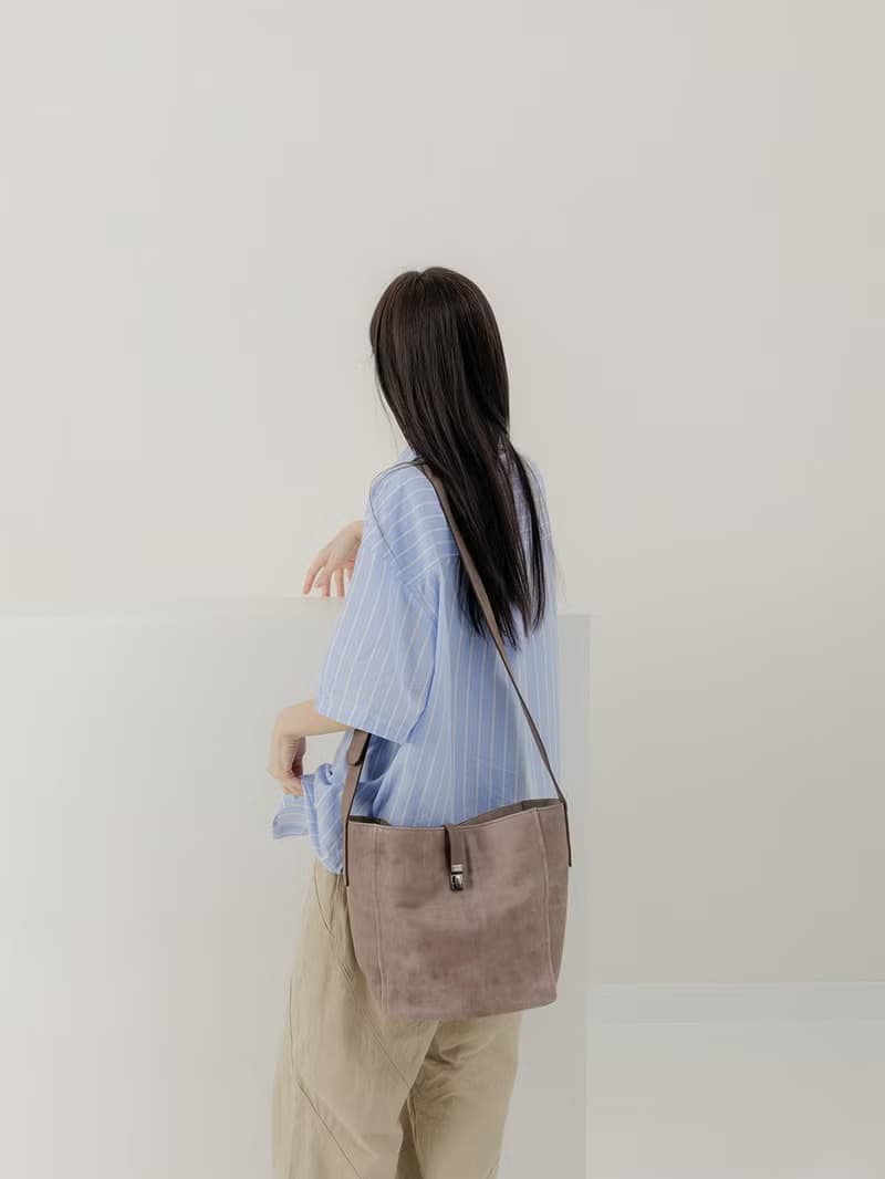 supportingrole 真皮極簡四方都市肩側背包  奶茶咖啡