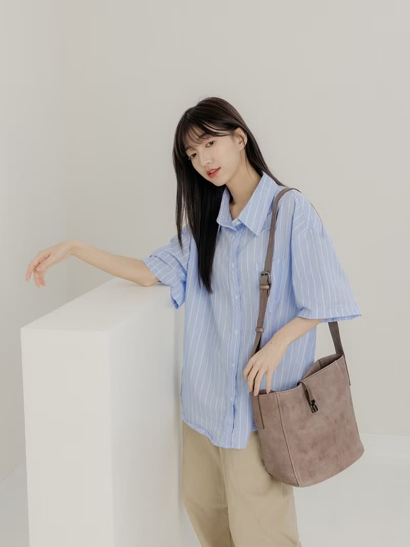 supportingrole 真皮極簡四方都市肩側背包  奶茶咖啡