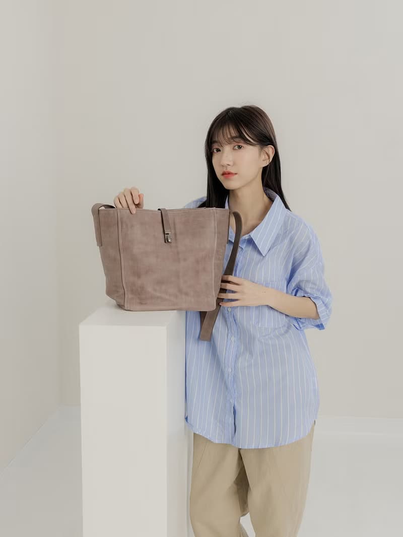 supportingrole 真皮極簡四方都市肩側背包  奶茶咖啡
