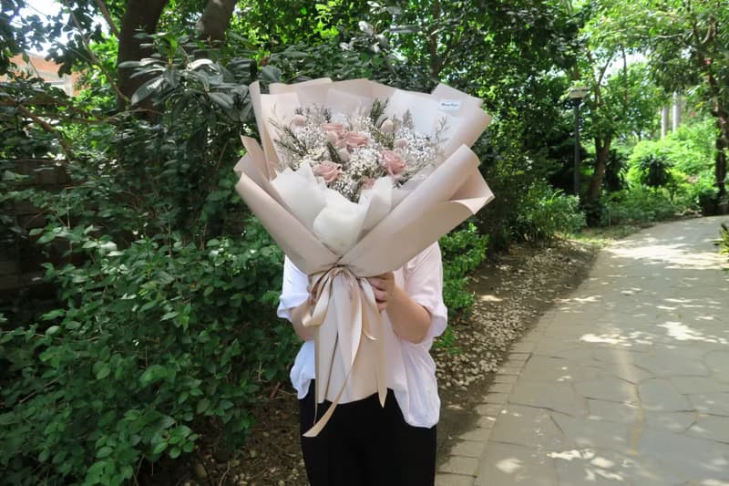 大型/巨型永生花束 － 奶茶裸 | 情人節花束/求婚花束/永生花束