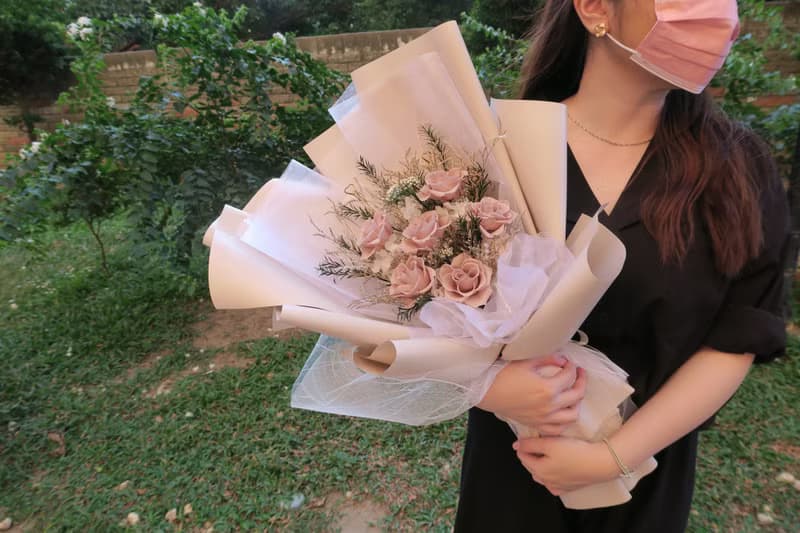 大型/巨型永生花束 － 奶茶裸 | 情人節花束/求婚花束/永生花束