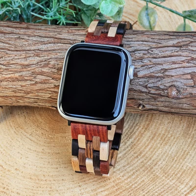 【木製バンド】EINBAND AppleWatch アップルウォッチ 天然木バンド 木のベルト 20mm MIX WOOD【B】
