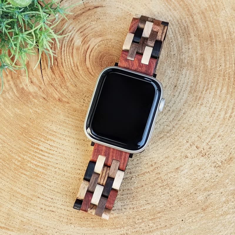 【木製バンド】EINBAND AppleWatch アップルウォッチ 天然木バンド 木のベルト 20mm MIX WOOD【B】