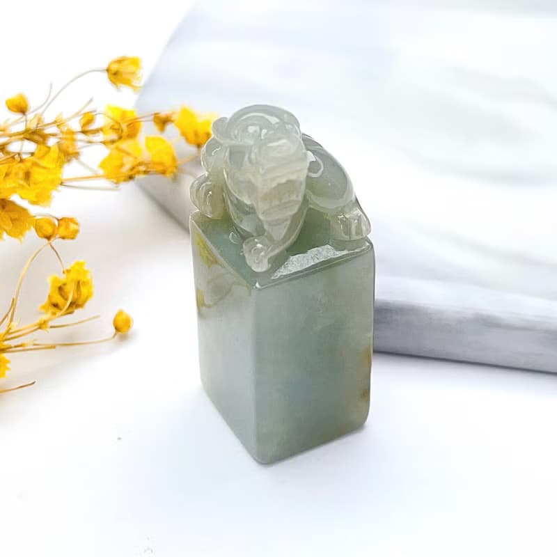 【招財神獸】冰種秋香綠翡翠貔貅玉印章|天然緬甸翡翠A貨|送禮