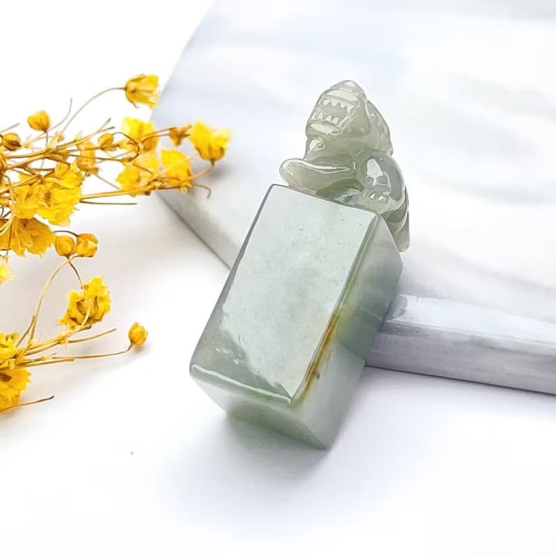【招財神獸】冰種秋香綠翡翠貔貅玉印章|天然緬甸翡翠A貨|送禮