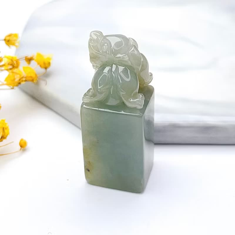 【招財神獸】冰種秋香綠翡翠貔貅玉印章|天然緬甸翡翠A貨|送禮