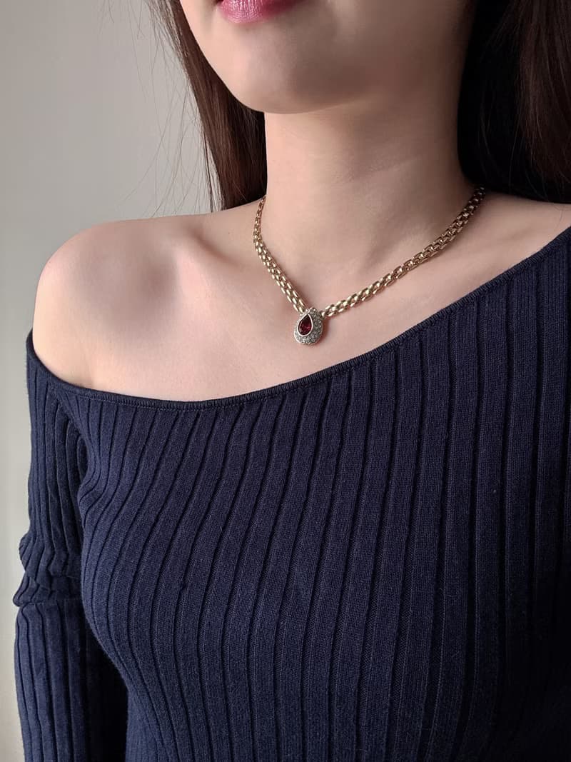 中古稀有品 Lanvin 浪梵 紅寶石項鍊 古董飾物 德國製 禮物